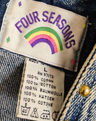 VINTAGE FOUR SEASONS - 80'S ACID WASH HAND EMBROIDED EMBELLISHED JACKET