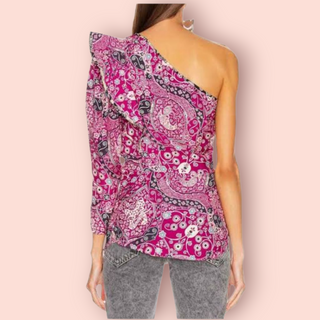 ISABEL MARANT ETOILE - 'CARINA' One Shoulder Top Floral Print Est. RRP $590