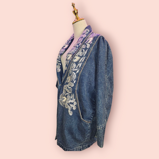 AMERICAN CLASSICS - VINTAGE 80s EMBROIDERED & EMBELLISHED WESTERN STYLE DENIM JACKET