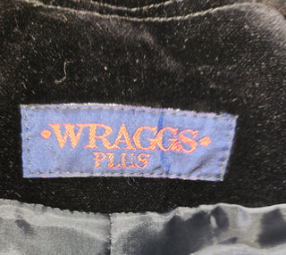 WRAGGS - VINTAGE BLACK VELVETY EMBROIDED OPEN VEST