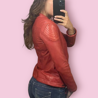 DIESEL - VINTAGE Red LEATHER MOTORCYCLE Jacket est. RRP $850