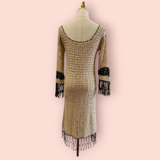 CHASING UNICORNS - CROCHET BEADED METALLIC DRESS Est. Retail Price $340