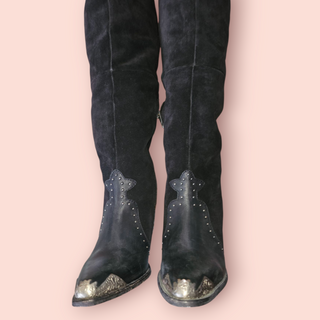 SPELL & THE GYPSY - THIGH HIGH SUEDE STUDDED EMBELLISHED BOOTS