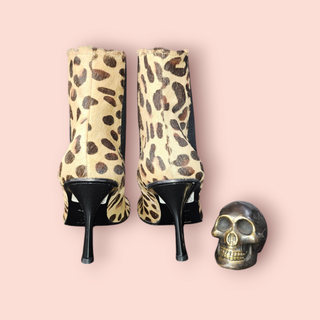 DOLCE & GABBANA LEOPARD PRINT PONY HAIR ANKLE BOOTS BNWT RRP $795