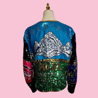 ELLA SINGH - VINTAGE MULTICOLOURED TUXEDO SEQUIN COAT Est. Retail Price $4-6k