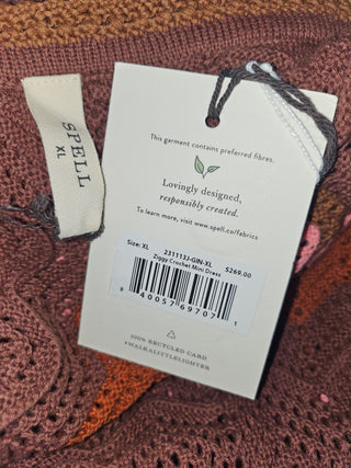 SPELL - ZIGGY CROCHET MINI DRESS RRP $269 BNWT