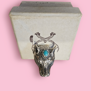 SPELL - ICONIC VINTAGE SILVER WOLF & TURQUOISE RING