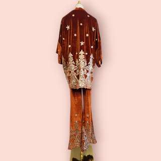 LENNI THE LABEL WHISKEY KIMONO & WHISKEY BELLS FLARED PANTS SET CURRENT SEASON RRP $487 BNWT