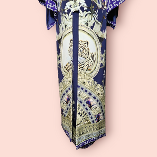 CAMILLA - 'A LITTLE PAST TWILIGHT' Silk Coat Short Front Long Back est. RRP $799 NWT