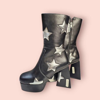 DOLLS KILL - 'SEEING STARS' Wide Fit Platform Ankle Boots RRP $139 NWT