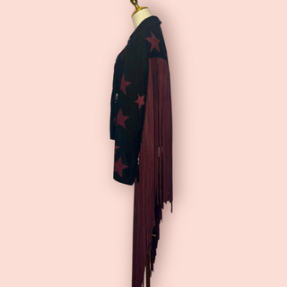 NASTY GAL - SUEDE FRINGED STAR BIKER JACKET BNWT RRP $899