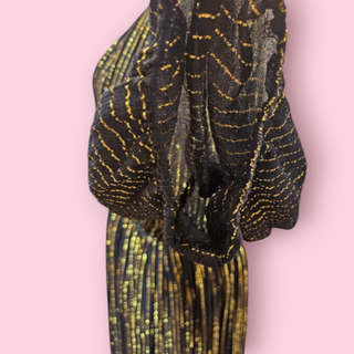 CHASING UNICORNS - BLACK & GOLD LUREX THREAD MAXI DRESS est.RRP $540