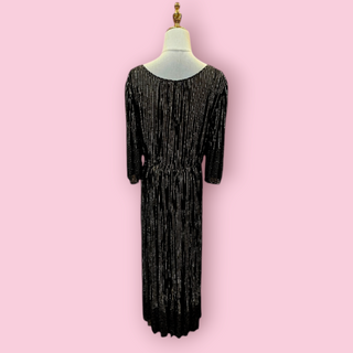 CHASING UNICORNS - BLACK & GOLD LUREX THREAD MAXI DRESS est.RRP $540