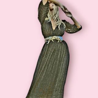 CHASING UNICORNS - BLACK & GOLD LUREX THREAD MAXI DRESS est.RRP $540