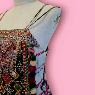 CAMILLA - 'SOUND OF SILVER' Vintage Multicolor Linen Pinafore Mini Dress BNWT Est. Retail Price $600