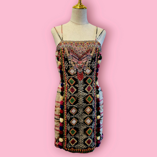 CAMILLA - 'SOUND OF SILVER' Vintage Multicolor Linen Pinafore Mini Dress BNWT Est. Retail Price $600