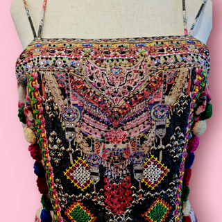 CAMILLA - 'SOUND OF SILVER' Vintage Multicolor Linen Pinafore Mini Dress BNWT Est. Retail Price $600