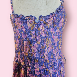 SPELL - JUNIPER SHIRRED STRAPPY DRESS IN VIOLET Est. Retail Price $289