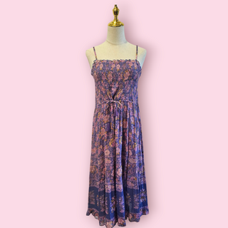 SPELL - JUNIPER SHIRRED STRAPPY DRESS IN VIOLET Est. Retail Price $289