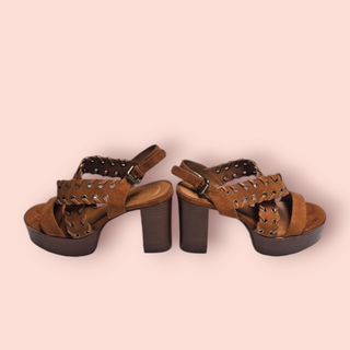 CHLOE - SEE BY CHLOE 'HELEN WHIPSTITCH SLINGBACK' PLATFORM SUEDE SHOES Est. Retail Price $490