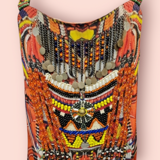 CAMILLA - 'CHECKMATE' VINTAGE EMBELLISHED DRESS Est. Retail Price $730