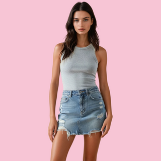 KSUBI - DISTRAUGHT DENIM MINI SKIRT Est. RRP $169 NWT
