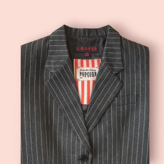 COOPER - 'EMPIRE STATE OF MIND NEWYORK' stripped fringed jacket est. RRP $690