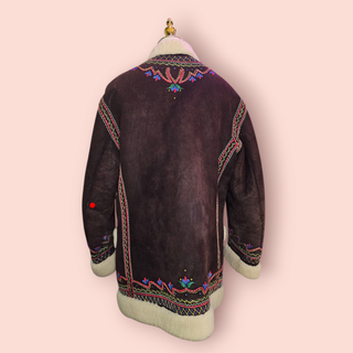 VINTAGE - AUTHENTIC POLISH 70s SUEDE COAT WITH DETAILED EMBROIDERY
