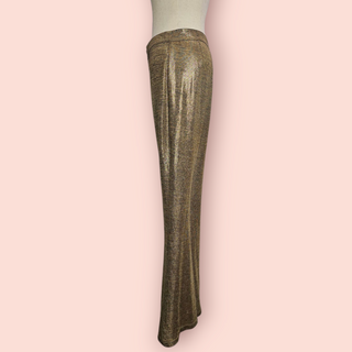 NINE LIVES BAZAAR - HENDRIX GOLD METALLIC FLARED PANTS est. RRP $169