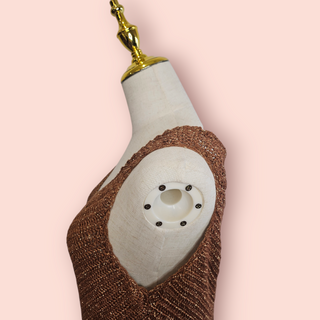 CHASING UNICORNS - CROTCHET BROWN DRESS WITH GOLD METALLIC THREAD & TURQUOISE FRINGE BEADING Est. Retail Price $340 BNWT