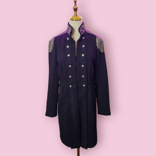 TRELISE COOPER - VINTAGE MILITARY CROSS NAVY COAT est. RRP $549