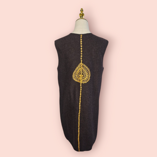 VINTAGE - 1960'S AFGHAN WOOL EMBROIDED LONG OPEN VEST