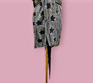 NASTY GAL - 'STAR SEQUIN PLUNGE NECK FRINGE ROMPER' Est. retail Price $230