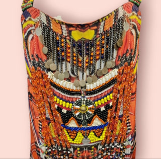 CAMILLA - 'CHECKMATE' VINTAGE EMBELLISHED DRESS Est. Retail Price $730