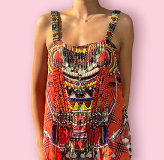 CAMILLA - 'CHECKMATE' VINTAGE EMBELLISHED DRESS Est. Retail Price $730