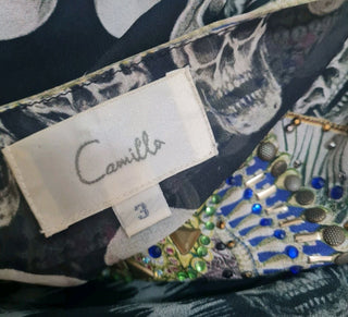 CAMILLA - ' STATE OF DISORDER' Short / Long Overlay Top RRP $749