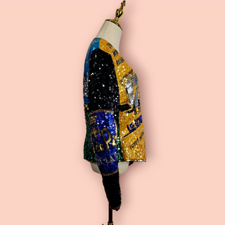 ELLA SINGH - VINTAGE MULTICOLOURED TUXEDO SEQUIN COAT Est. Retail Price $4-6k