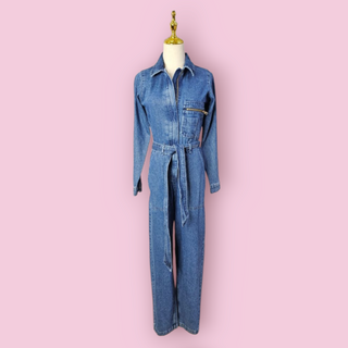 NASTY GAL - ZIP DETAILED BELTED WIDE LEG DENIM JUMPSUIT BNWT RRP $227