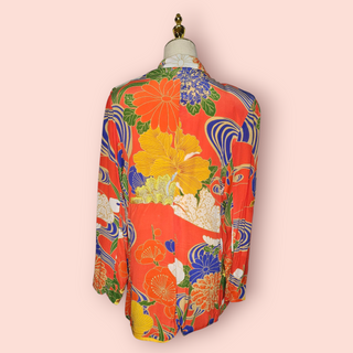 CHASING UNICORNS - Stunning Silk Blazer with Handsewn Gold & Siver Metallic Leaf Embroidery Est RRP $508$