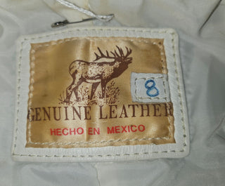 VINTAGE - 80S LEATHER OFF WHITE BOWIE STYLE JACKET