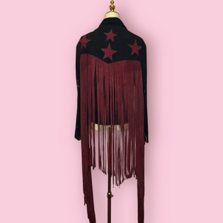 NASTY GAL - SUEDE FRINGED STAR BIKER JACKET BNWT RRP $899