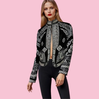 ZARA - PREMIUM DENIM COLLECTION EMBELLISHED VELVET JACKET RRP $269
