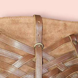 BALLY - VINTAGE LEATHER & SUEDE HOBO WOVEN SHOULDER BAG Est. RRP $1500