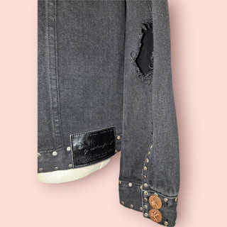 ONE TEASPOON - "ROCK N ROLLA" Black studded Denim Jacket RRP $219