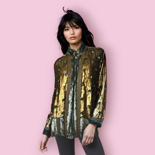 CHASING UNICORNS - RARE HEAVILY SILVER & GOLD CONTRAST SEQUIN JACKET est. RRP $930