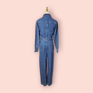NASTY GAL - ZIP DETAILED BELTED WIDE LEG DENIM JUMPSUIT BNWT RRP $227