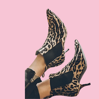 ANINE BING - STEVIE LEOPARD PRINT CALFSOLD OUT STYLE  HAIRED ANKLE BOOTS EST. RRP $541