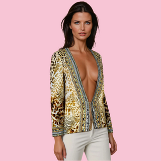 CAMILLA - Swarovski Crystal Embellished Animal Print - Relaxed Jacket/Blazer est. RRP $699