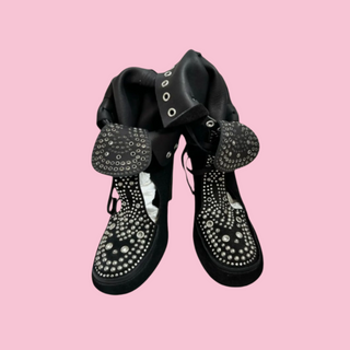 ISABEL MARANT - MOSSA STUDDED CUTOUT ANKLE BOOTS est. RRP $ 1625