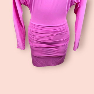 ALEX PERRY - OPEN BACK DRAPE MINI JERSEY DRESS Candy Est. RRP $980 NWT